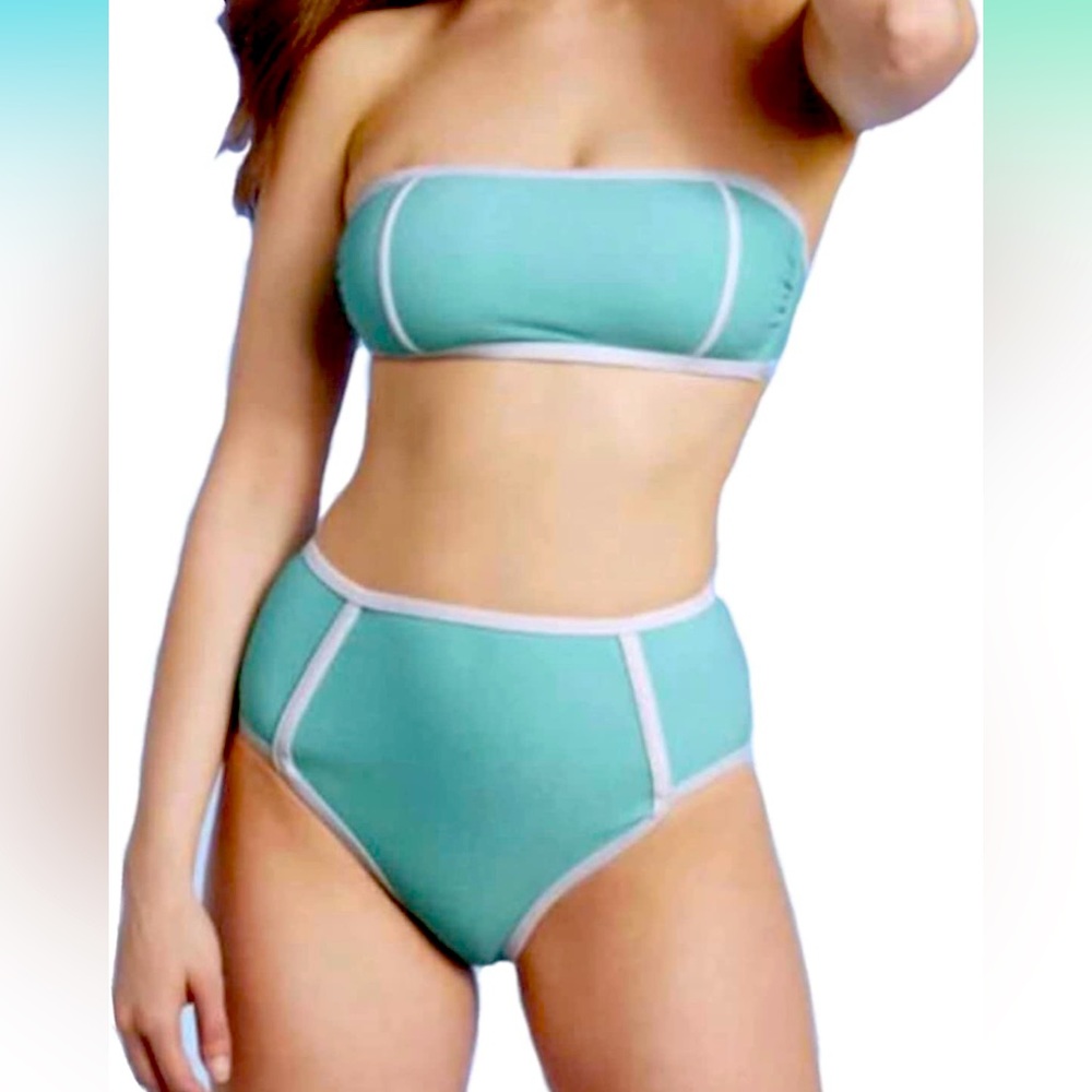 Kona Sol Women's Terry Textured Solid High Waist Bikini‎ Bottom XL 1X  80's